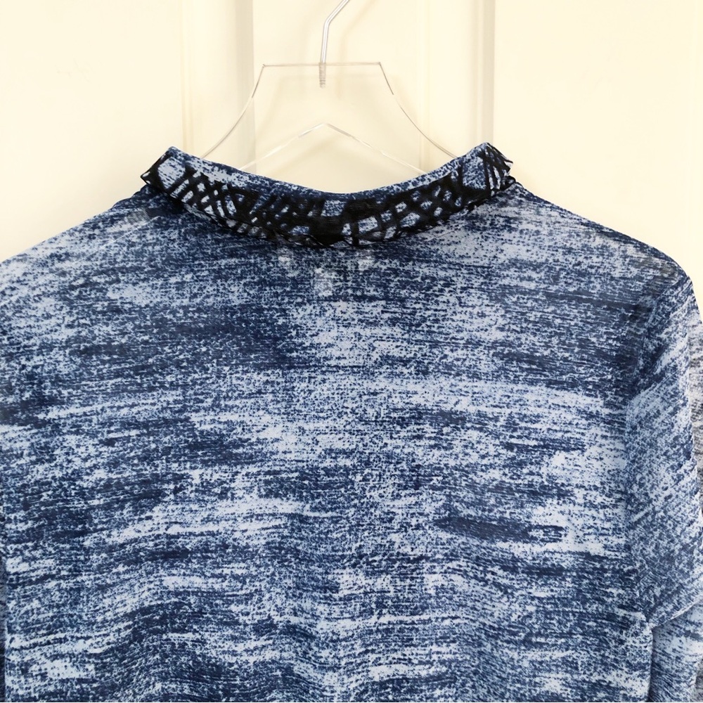 John Mark | Mesh Roll Tab Long Sleeve Blue Tunic Top Cardigan Large Coastal - Picture 7 of 15